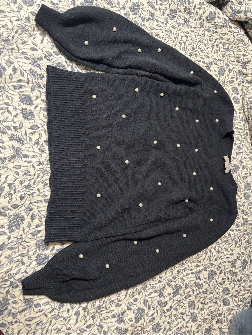 LOFT Black Pearl-Accent Sweater